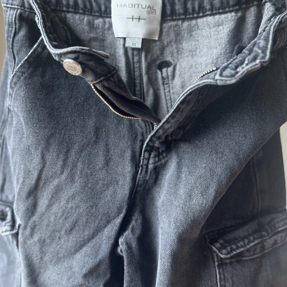 Habitual Kids Black Cargo Jeans Size 10 | Baggy Y2K Style | Quiet Luxury - Rare - Picture 4 of 16